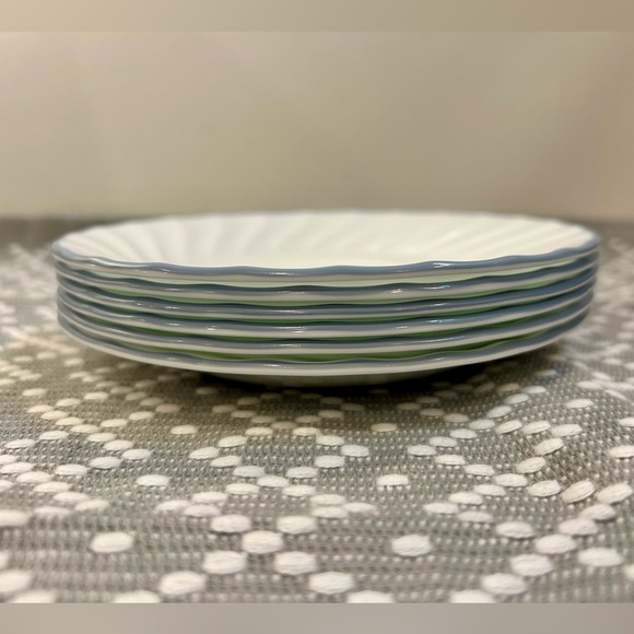 Set of 6 CORELLE Gray Band White Swirled Saucer Plates - Break & Chip Resistant - Picture 12 of 13